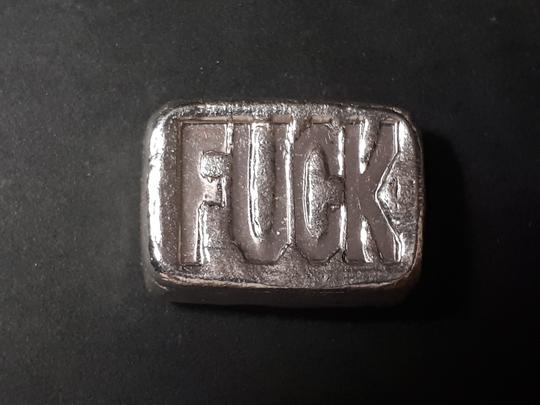 chunky "FUCK" bar one troy oz .999 fine silver bar
