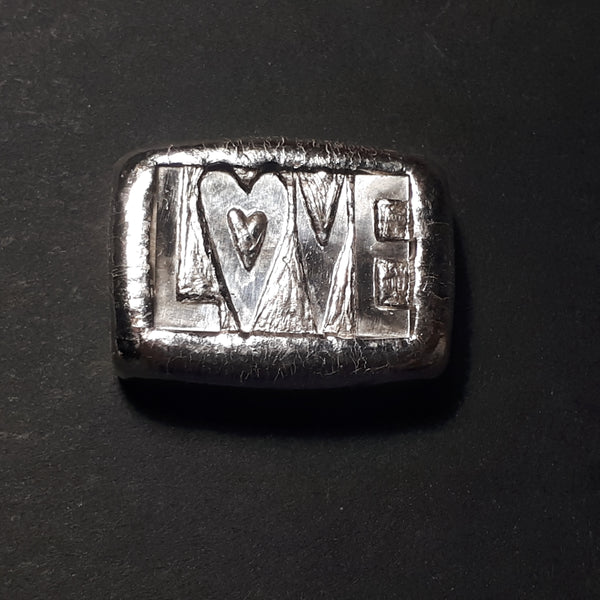 chunky "LOVE" bar one troy oz .999 fine silver bar