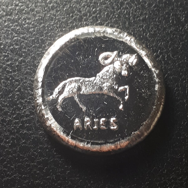 ARIES - Zodiac / Beaver Bullion one troy oz .999 fine silver round